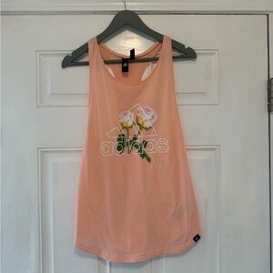 Adidas Light Pink Tank Top with Rose Graphic